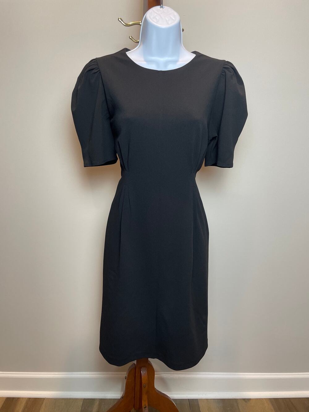Express Puff Sleeve Lined Sheath Dress Size M Black